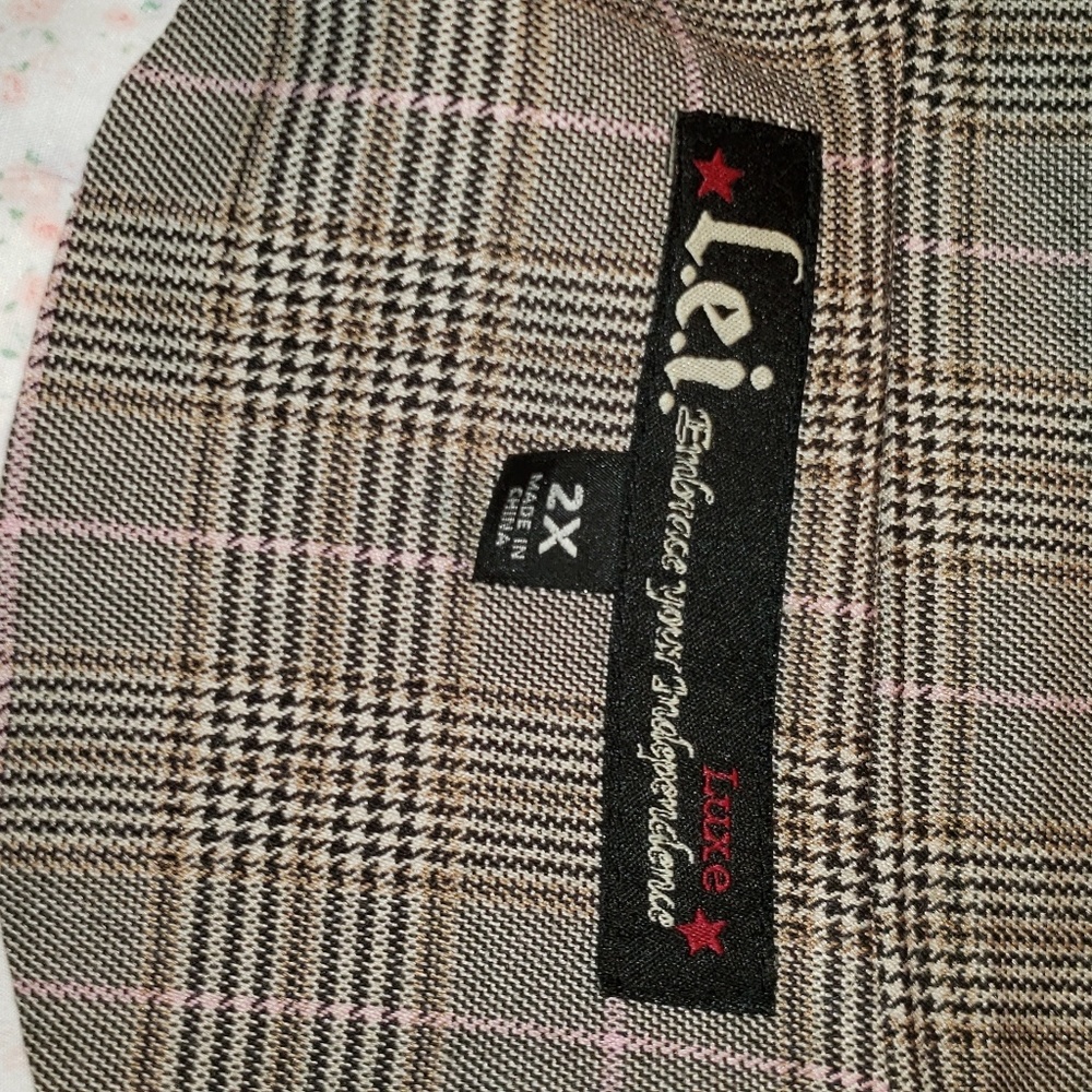LEI Womens Gray Windowpane Plaid Cropped Jacket - Picture 7 of 8